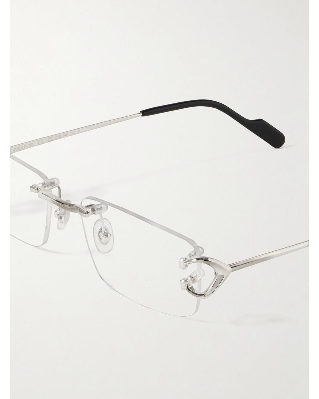 Cartier White Rimless Rectangular-Frame-Tone Optical Glasses for men