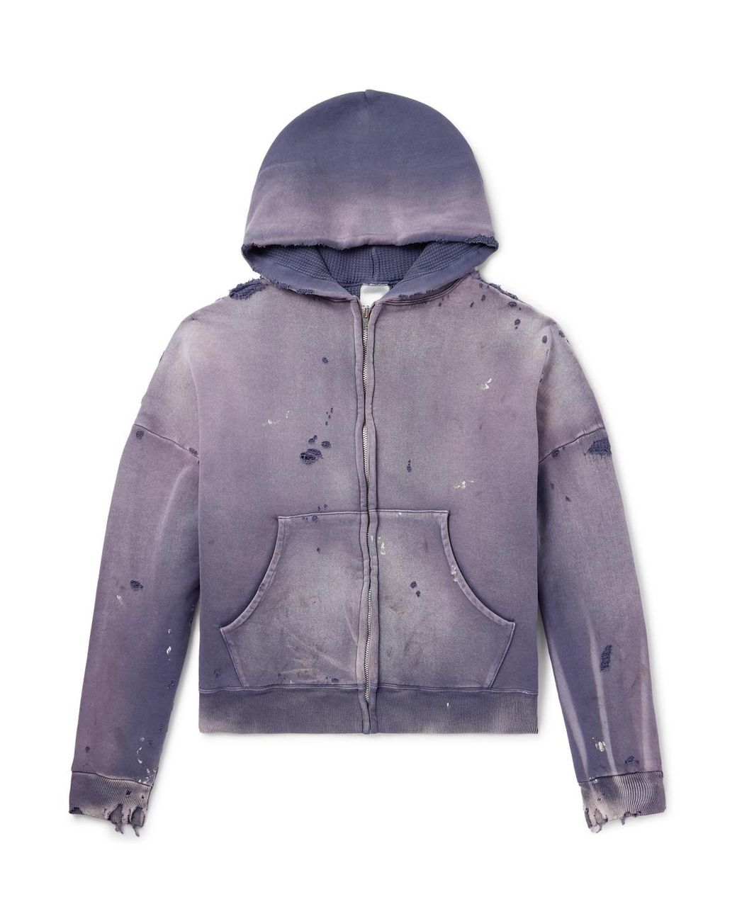 SAINT Mxxxxxx Oversized Distressed Cotton-Jersey Zip-Up