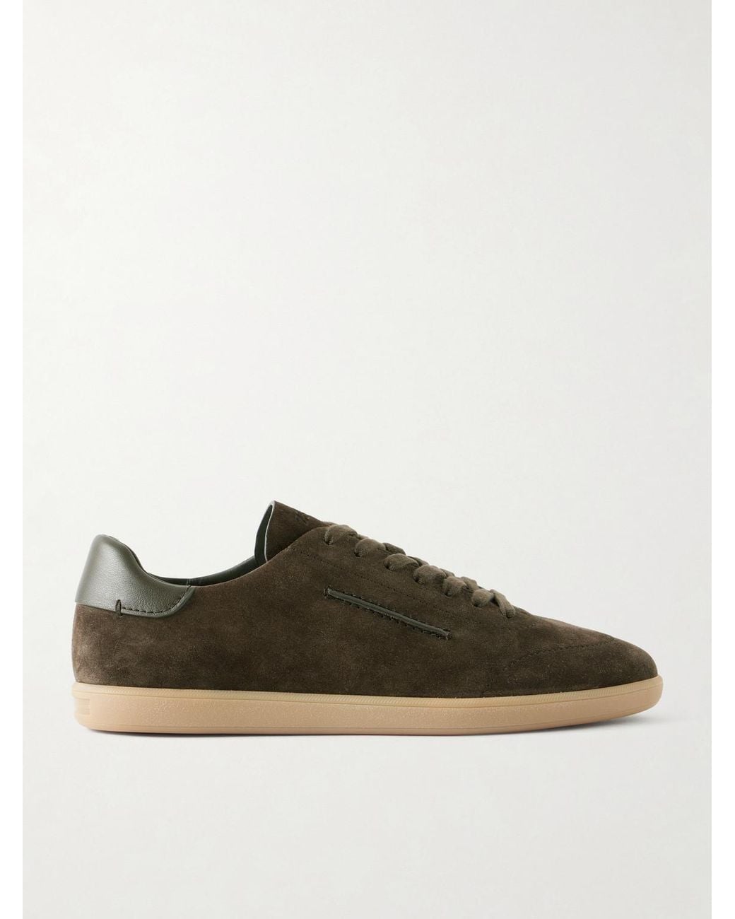 Zegna Green 232 Leather-Trimmed Suede Sneakers for men