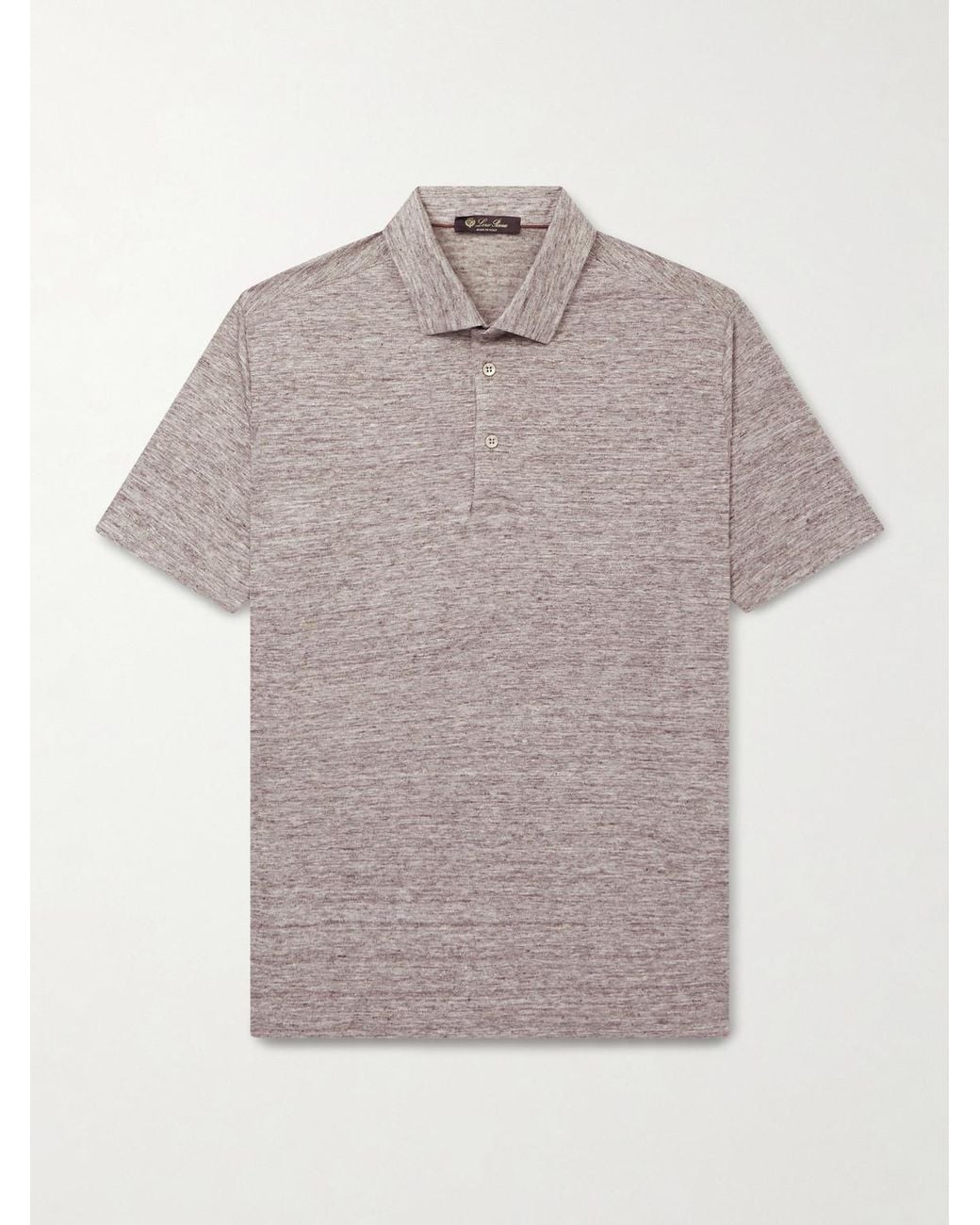 Loro Piana Gray Linen Polo Shirt for men