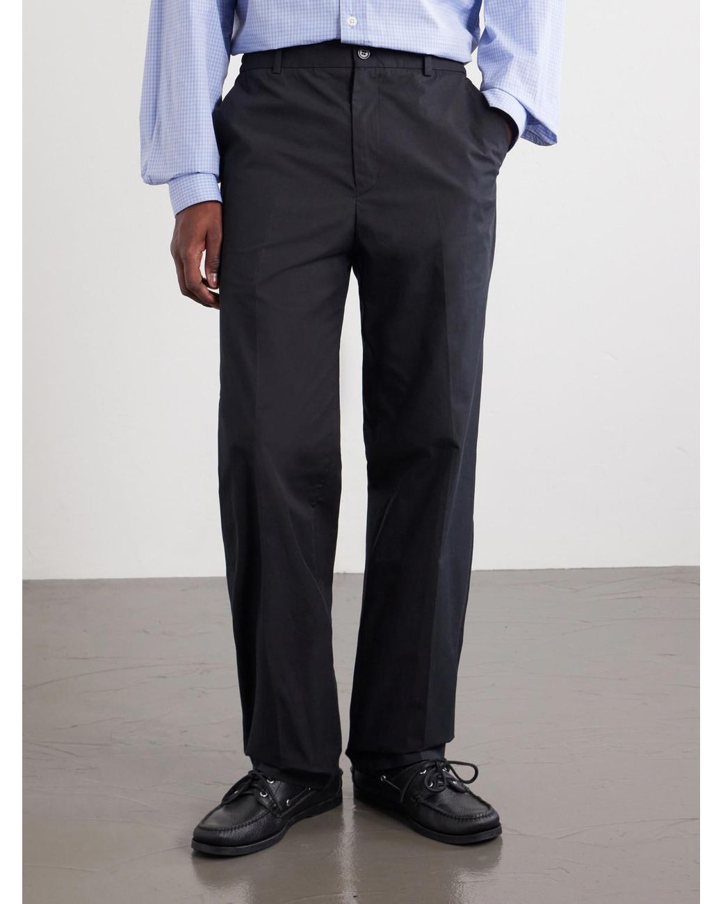 A.P.C. Blue Dylan Straight-Leg Cotton-Poplin Trousers for men