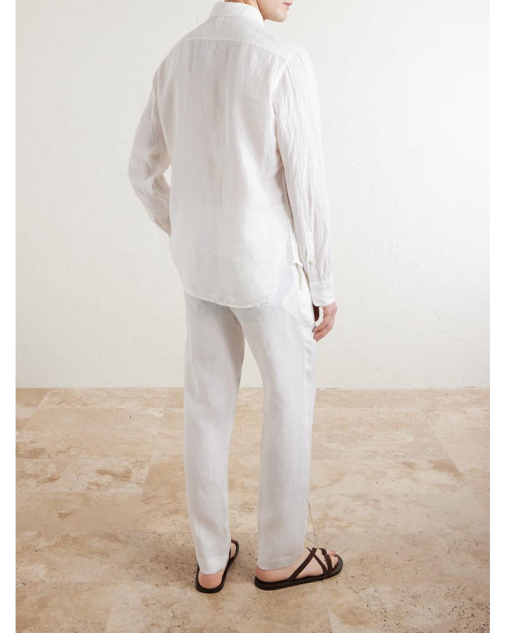Canali White Linen Shirt for men