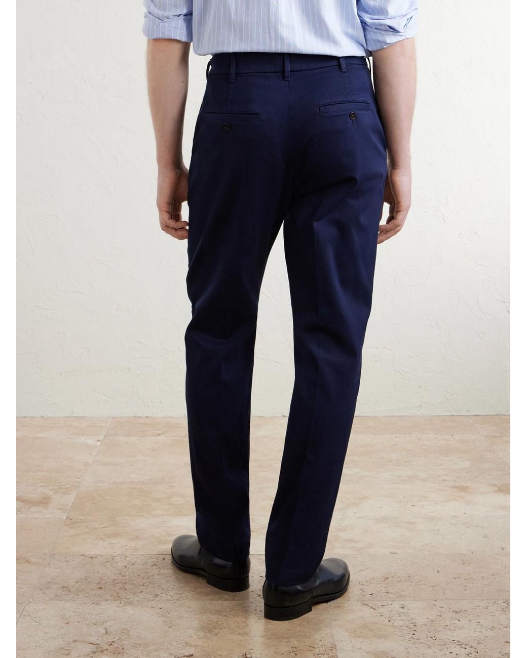 Dunhill Blue Straight-Leg Cotton-Blend Twill Trousers for men