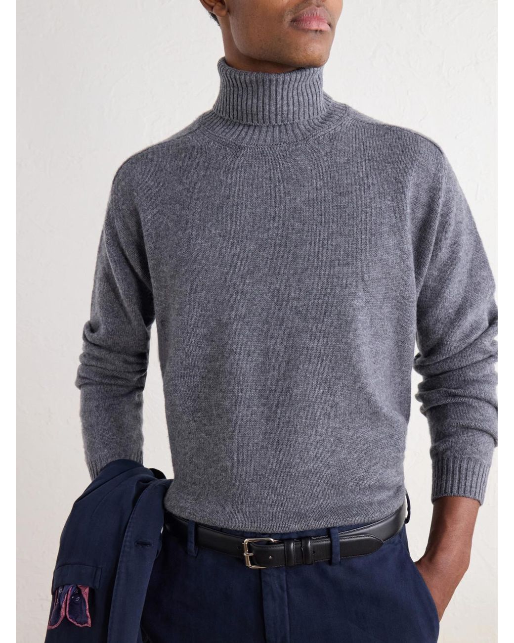 Boglioli Gray Virgin Wool And Cashmere-Blend Rollneck Sweater for men