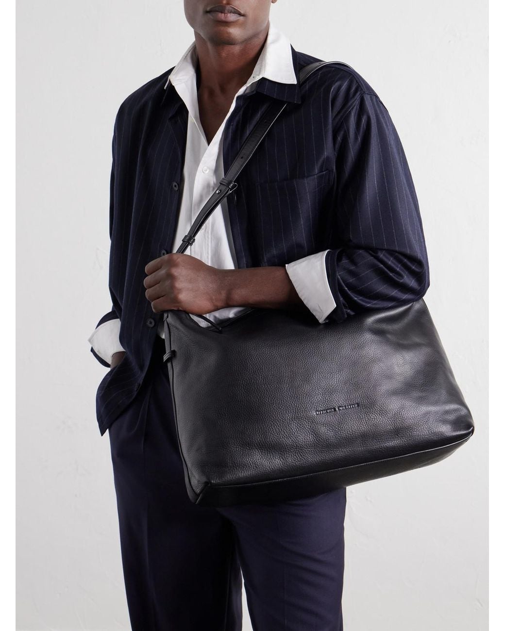 Officine Creative Black Maderna Full-Grain Leather Messenger Bag for men