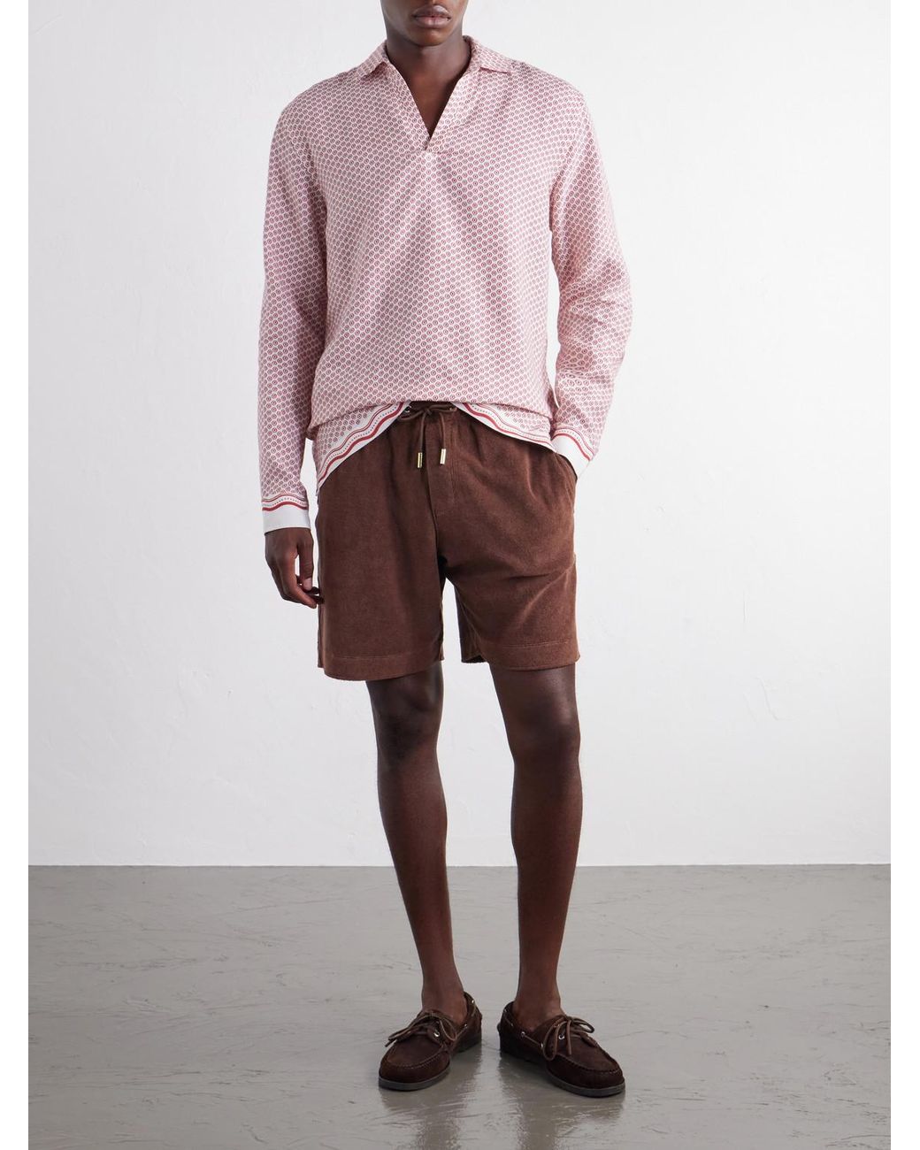 Orlebar Brown Pink Ridley Printed Linen Shirt for men