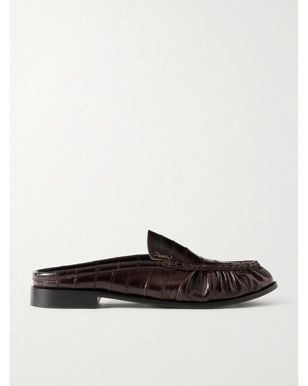 Saint Laurent White Le Loafer Logo-Embellished Eel Mules for men