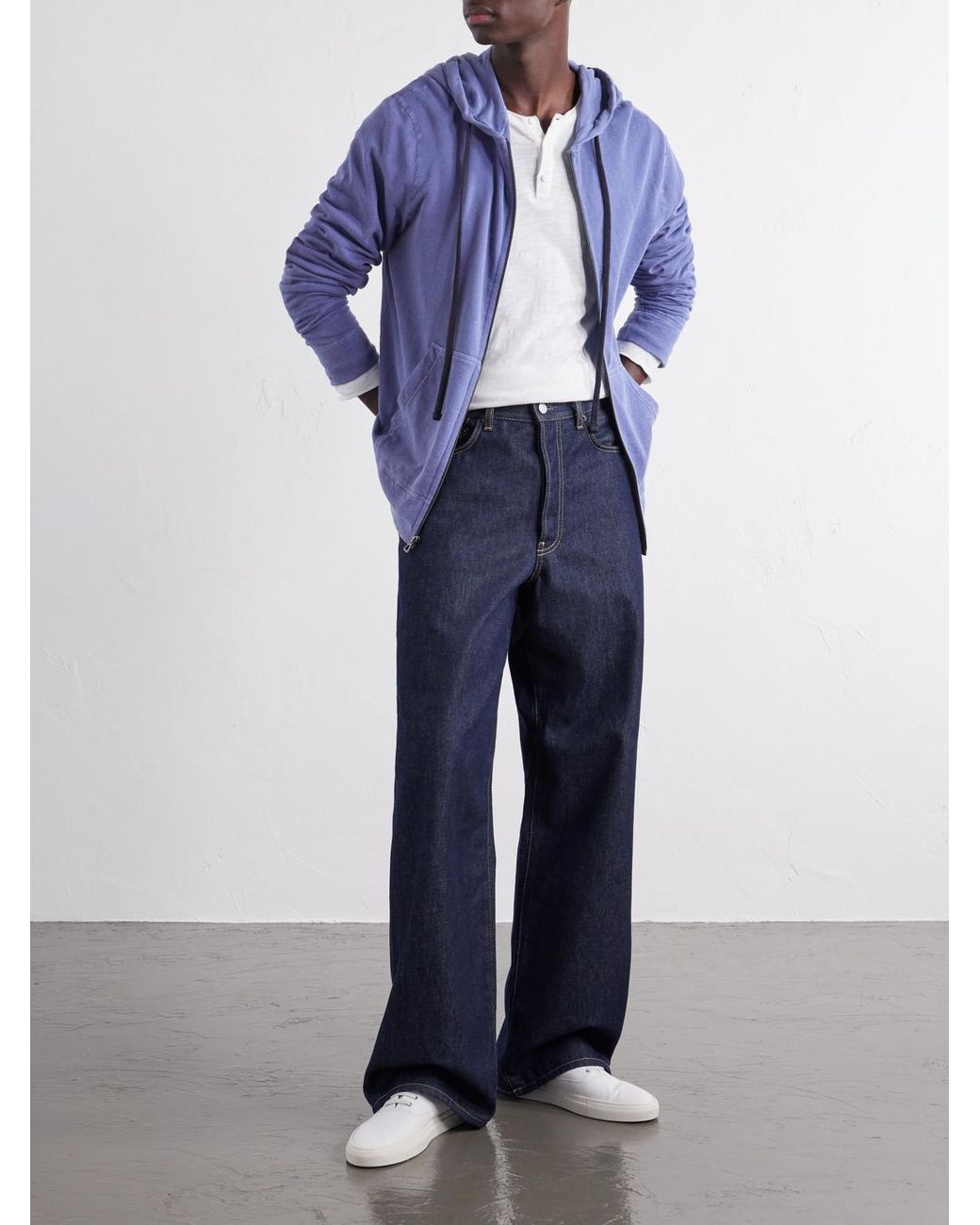 James Perse Blue Supima Cotton-Jersey Zip-Up Hoodie for men