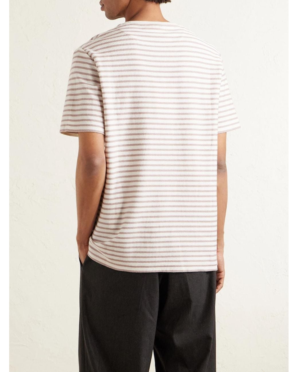 Mr P. Pink Striped Ribbed Cotton-jersey T-shirt for men