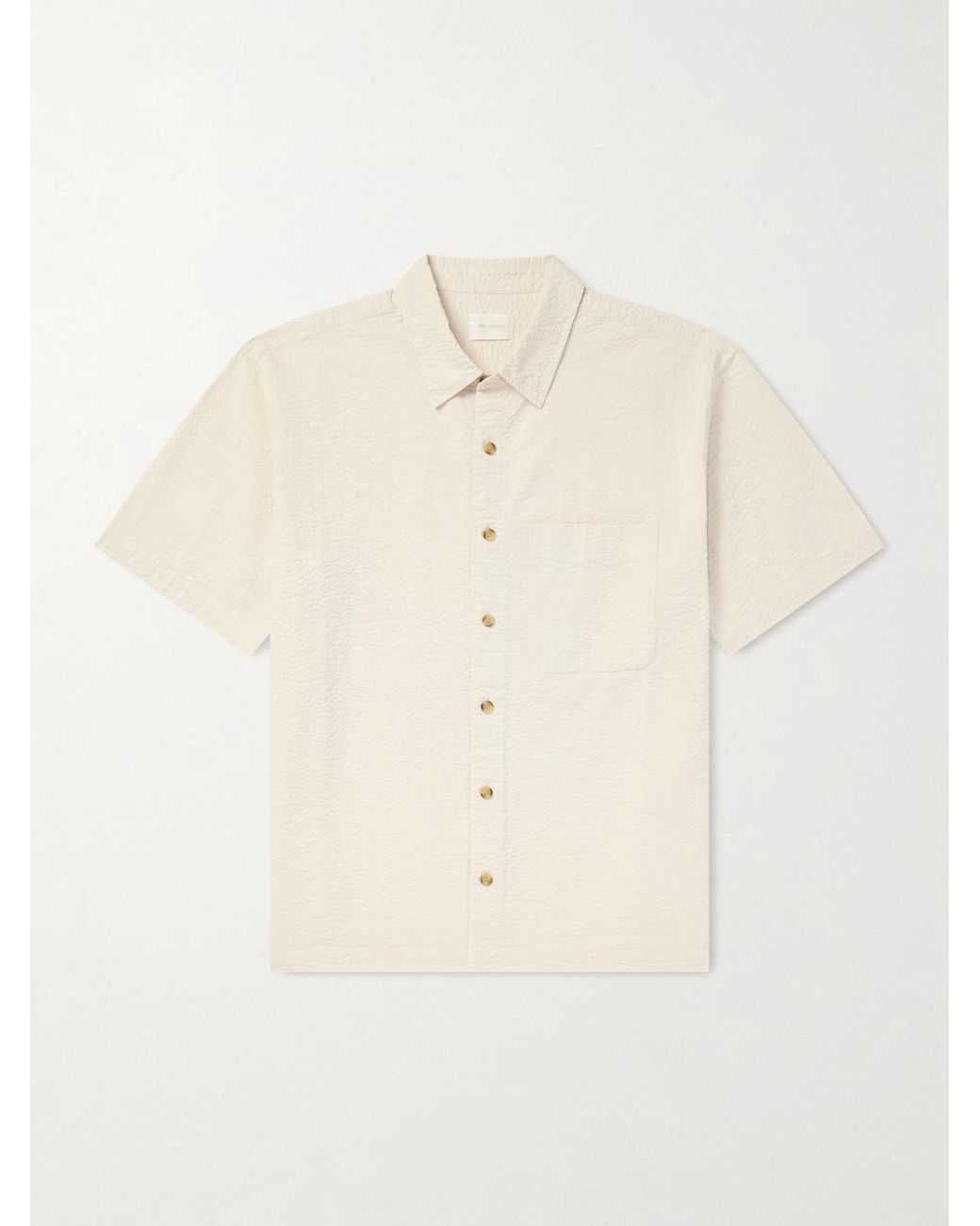Aimé Leon Dore Natural Cropped Cotton-Seersucker Shirt for men