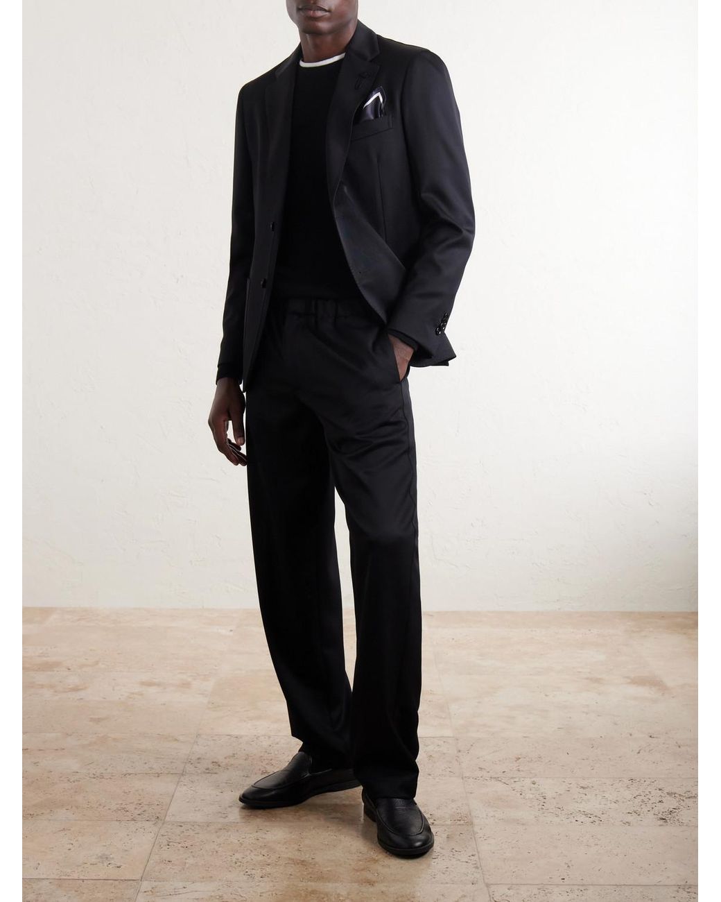 Lardini Black Mid-rise Straight-leg Wool-twill Suit Trousers for men