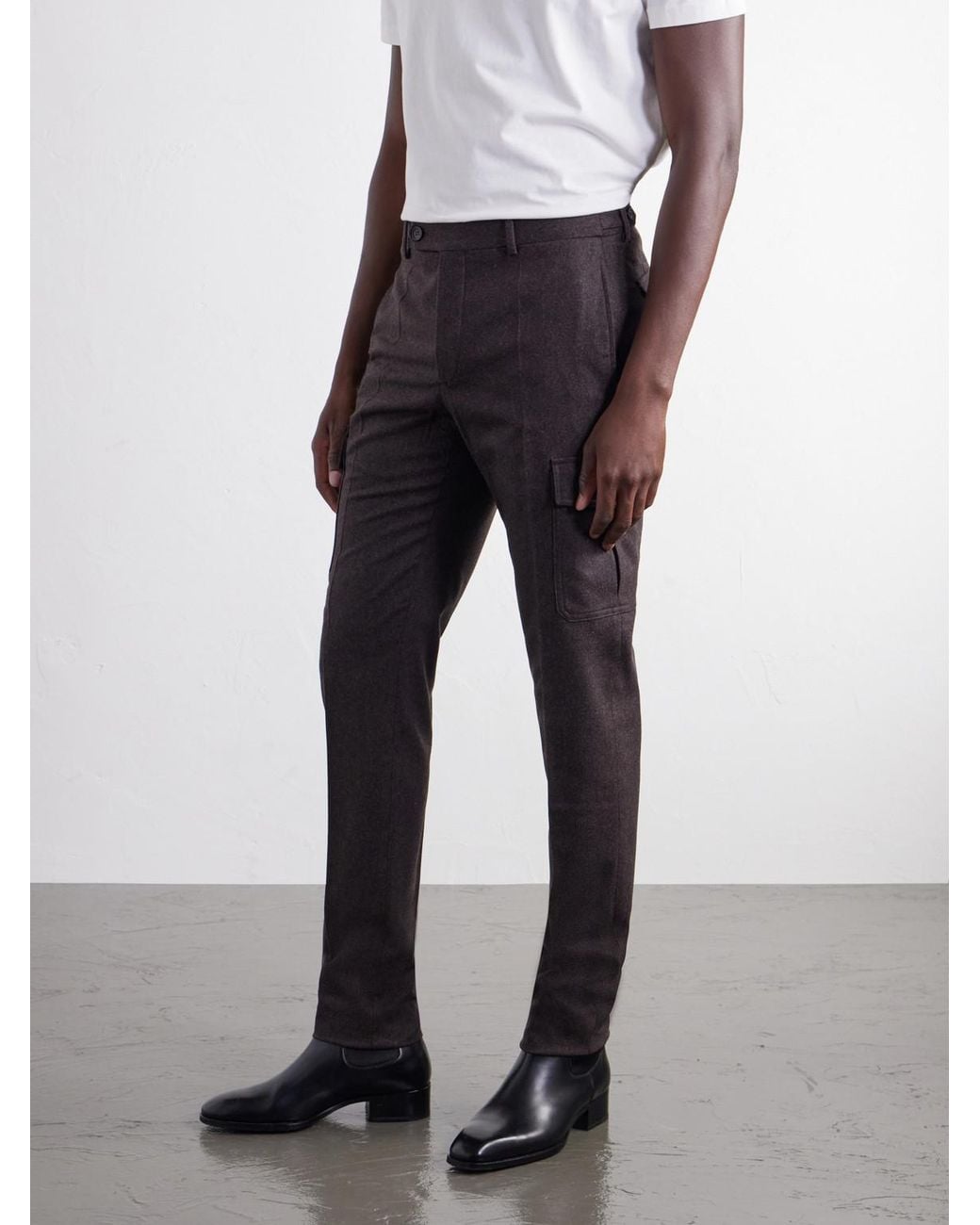 Slowear Gray Incotex Straight-leg Brushed Wool-blend Trousers for men