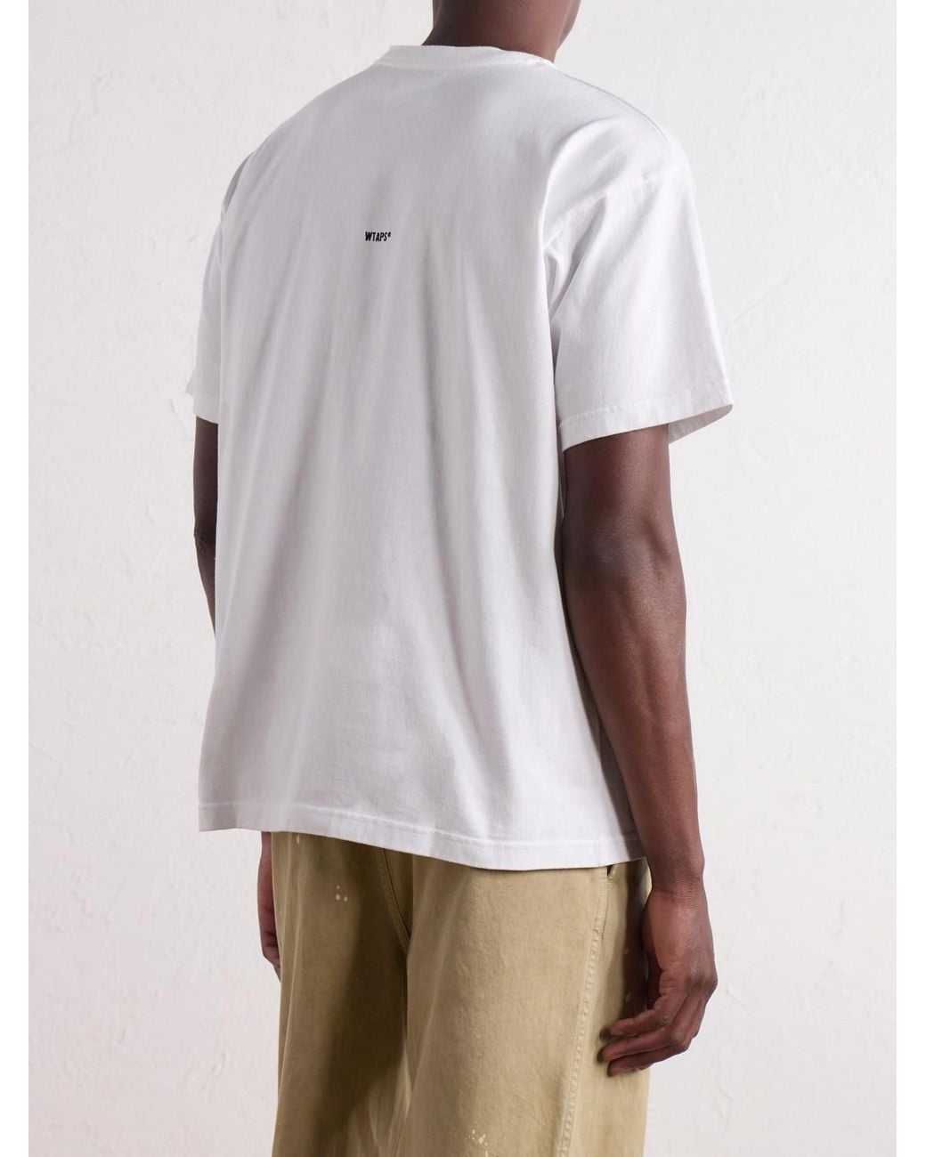 (w)taps White Sign-Yd Logo-Embroidered Cotton-Jersey T-Shirt for men