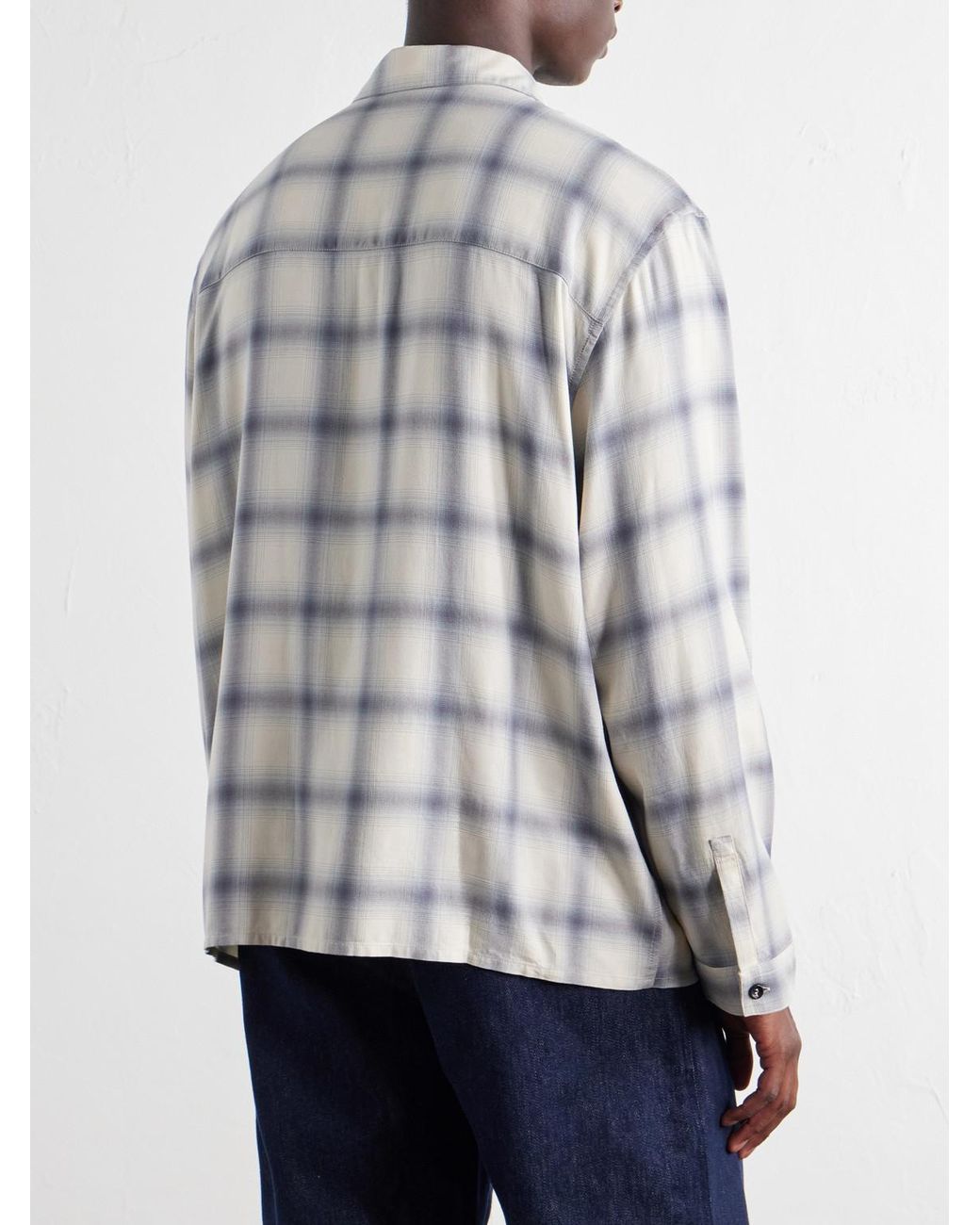 SAGE NATION Blue Strano Checked Twill Shirt for men