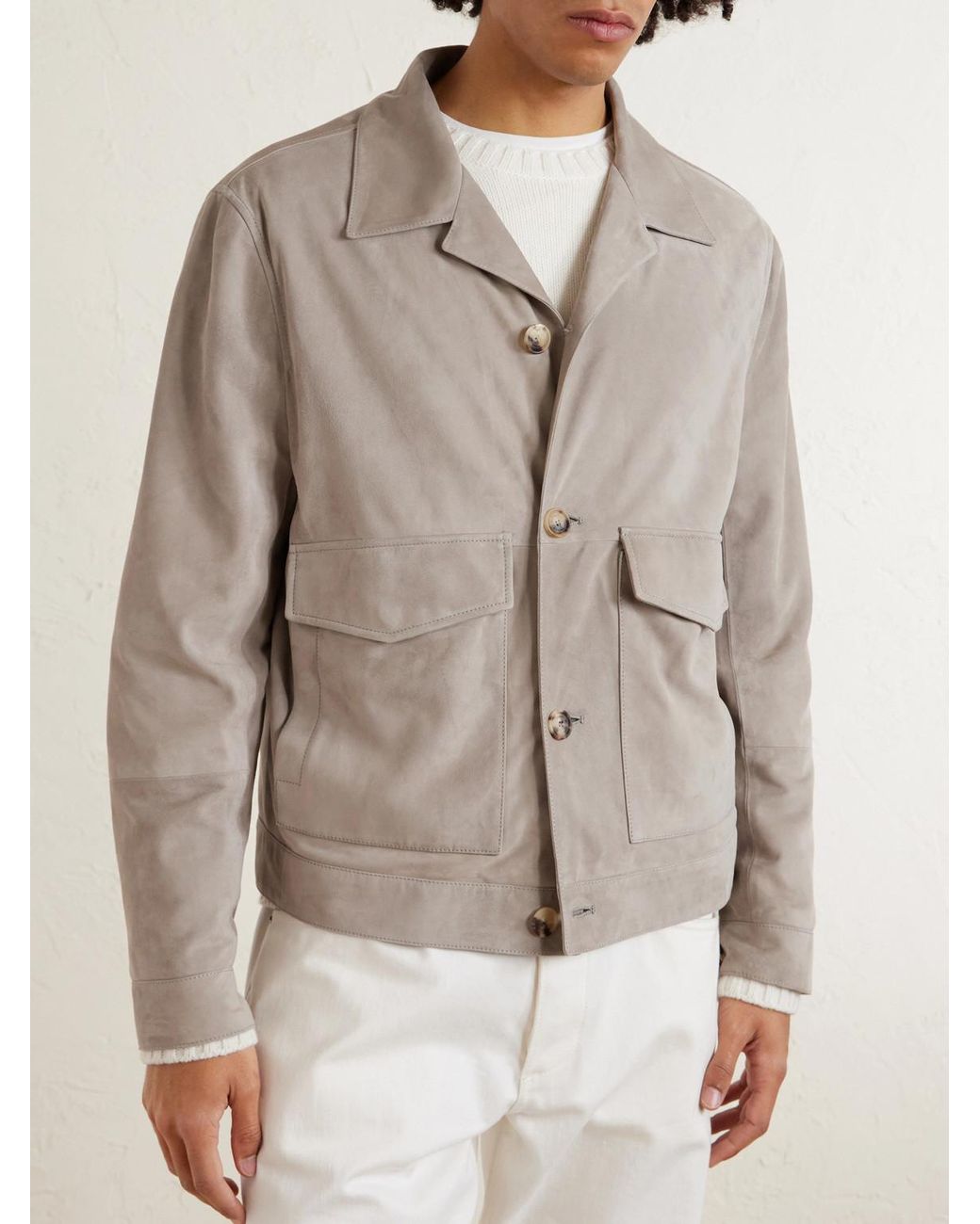 Brunello Cucinelli Natural Suede Blouson Jacket for men