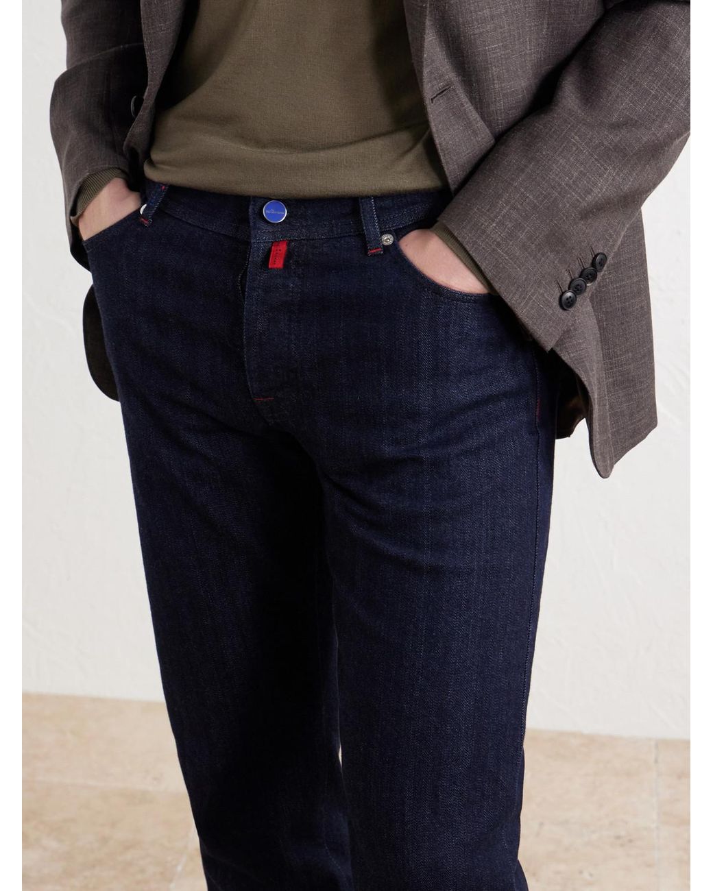 Kiton Blue Straight-Leg Jeans for men