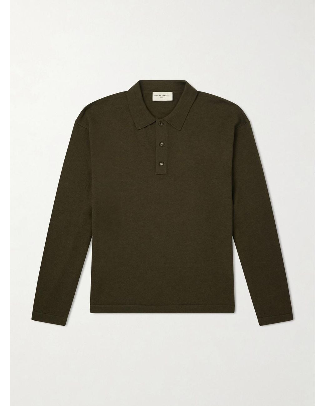 Officine Generale Green Bay Merino Wool Polo Shirt for men