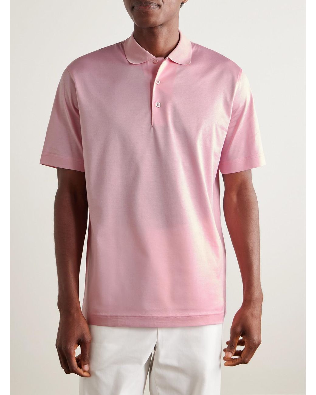Charvet Pink Cotton Polo Shirt for men