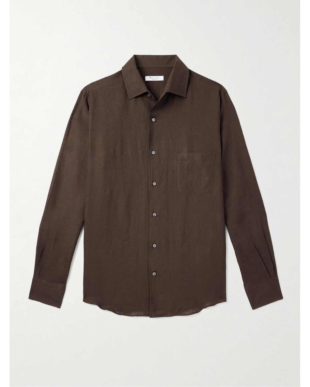 Loro Piana Brown Slub Linen Shirt for men