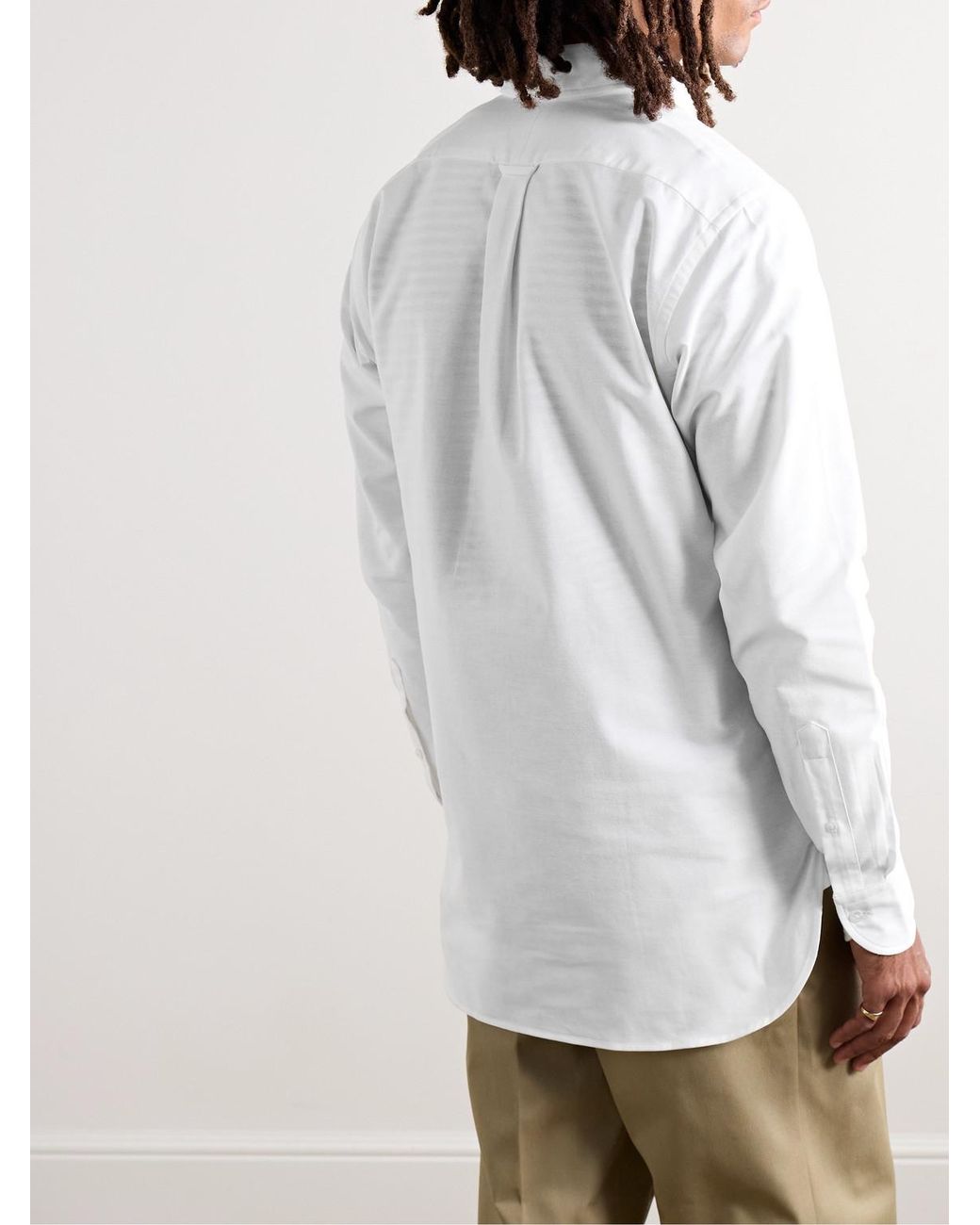 Drake's White Slim-Fit Button-Down Collar Cotton Oxford Shirt for men
