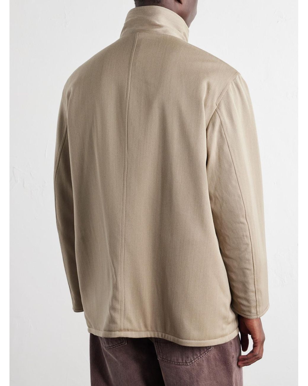 Auralee Natural Reversible Wool-Twill And Leather Jacket for men