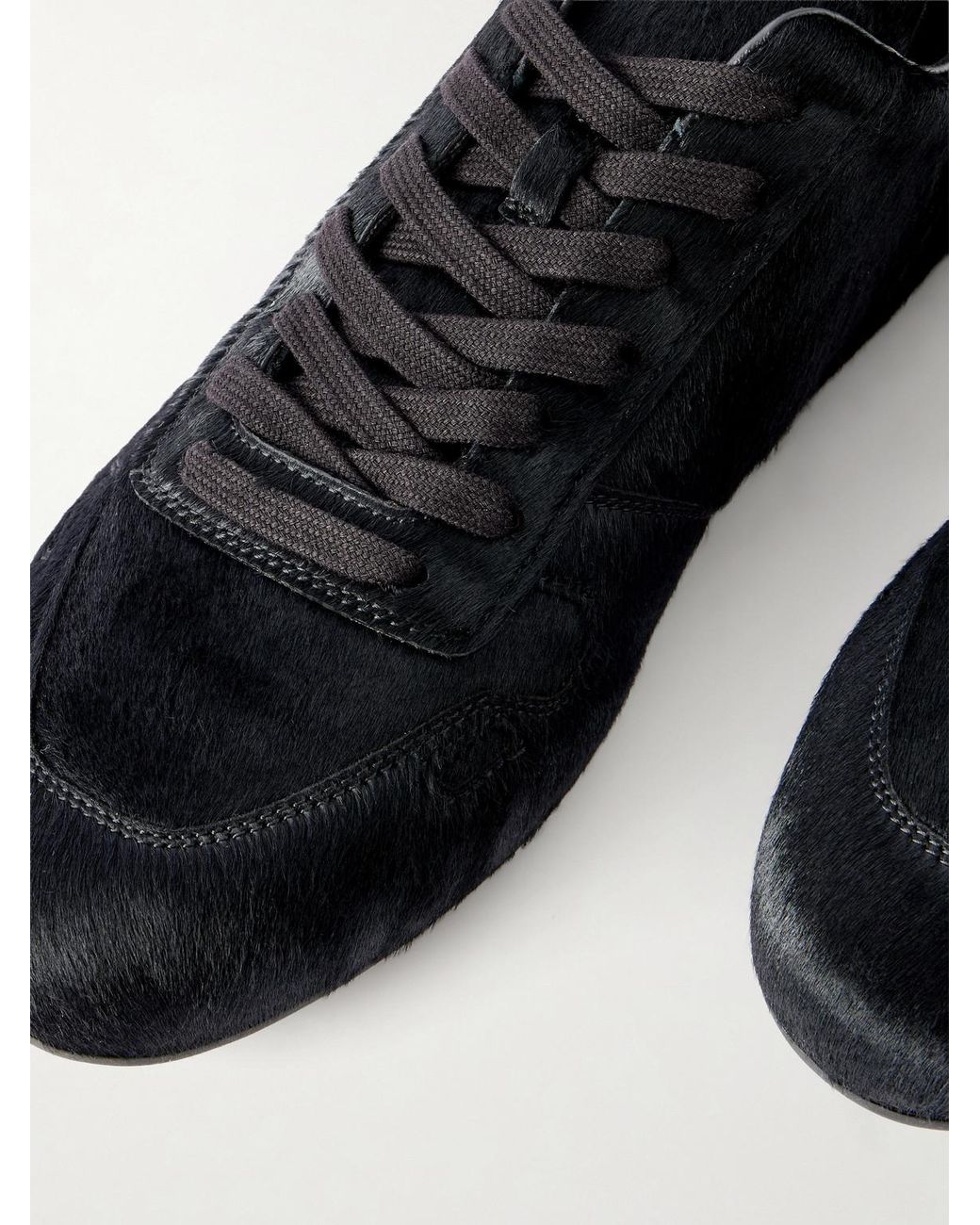 Rick Owens Black Minimal Sneaks Pony Hair Sneakers for men