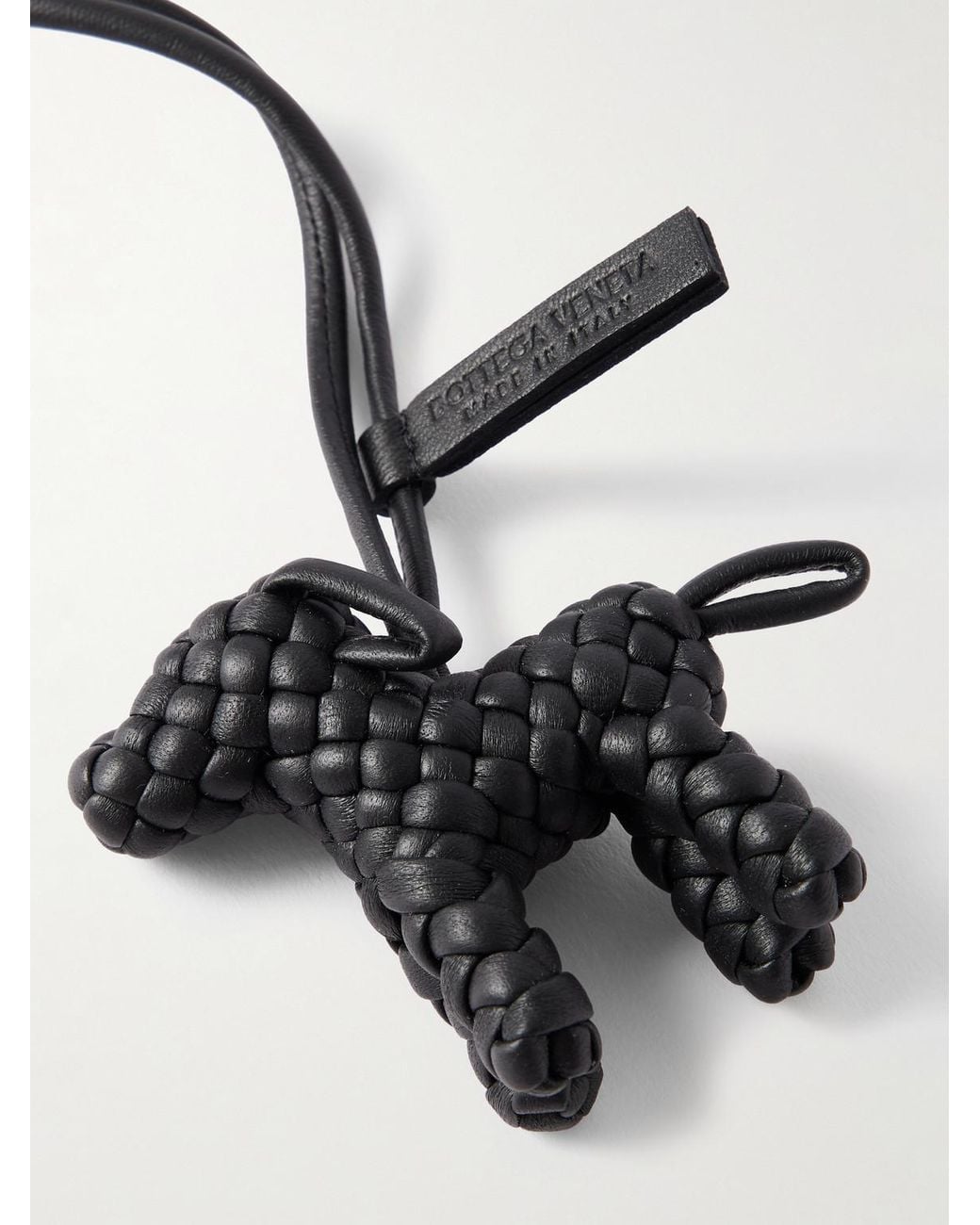 Bottega Veneta White Logo-Debossed Intrecciato Leather Bag Charm for men