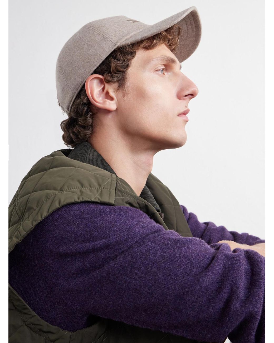 Zegna Natural Oasi Logo-Embellished Cashmere Baseball Cap for men