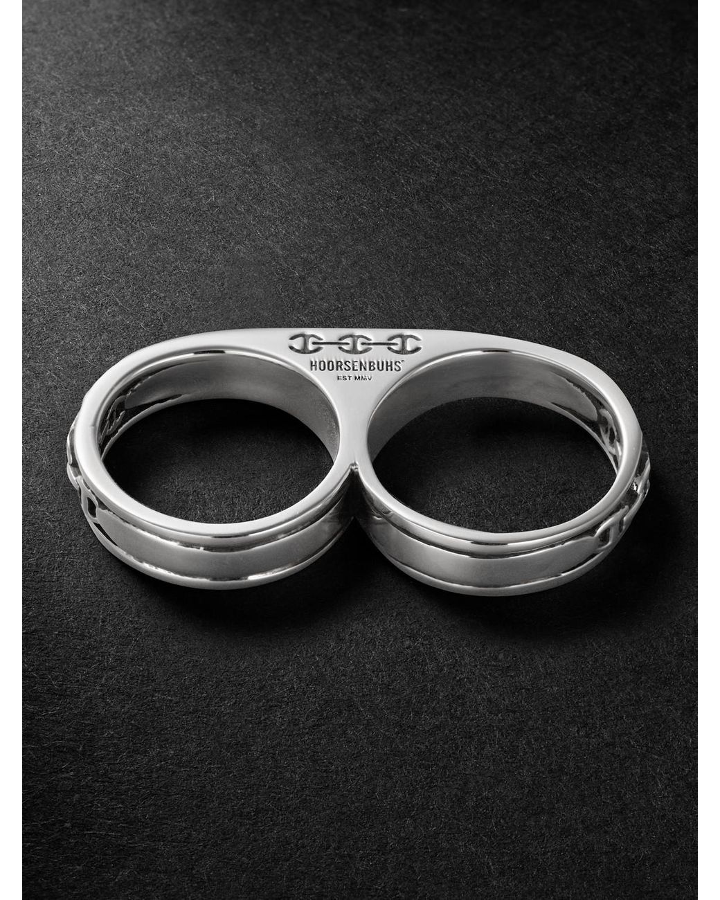 Hoorsenbuhs Black Bonded Double Barrel Knuckle Sterling Ring for men