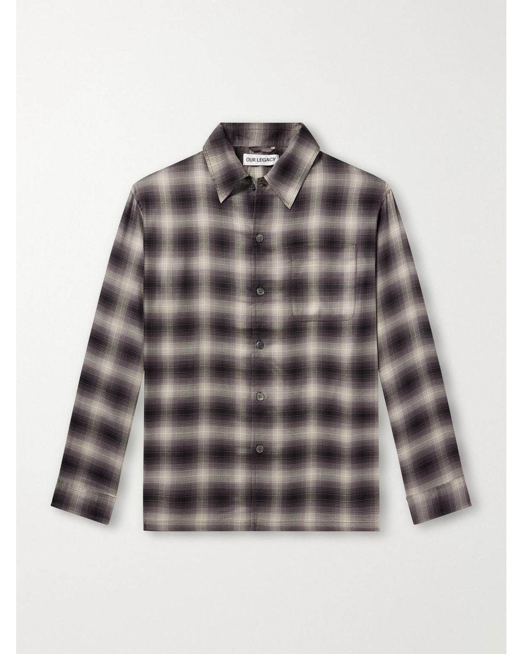 Our Legacy Gray Every Checked Tencel Twill Shirt for men