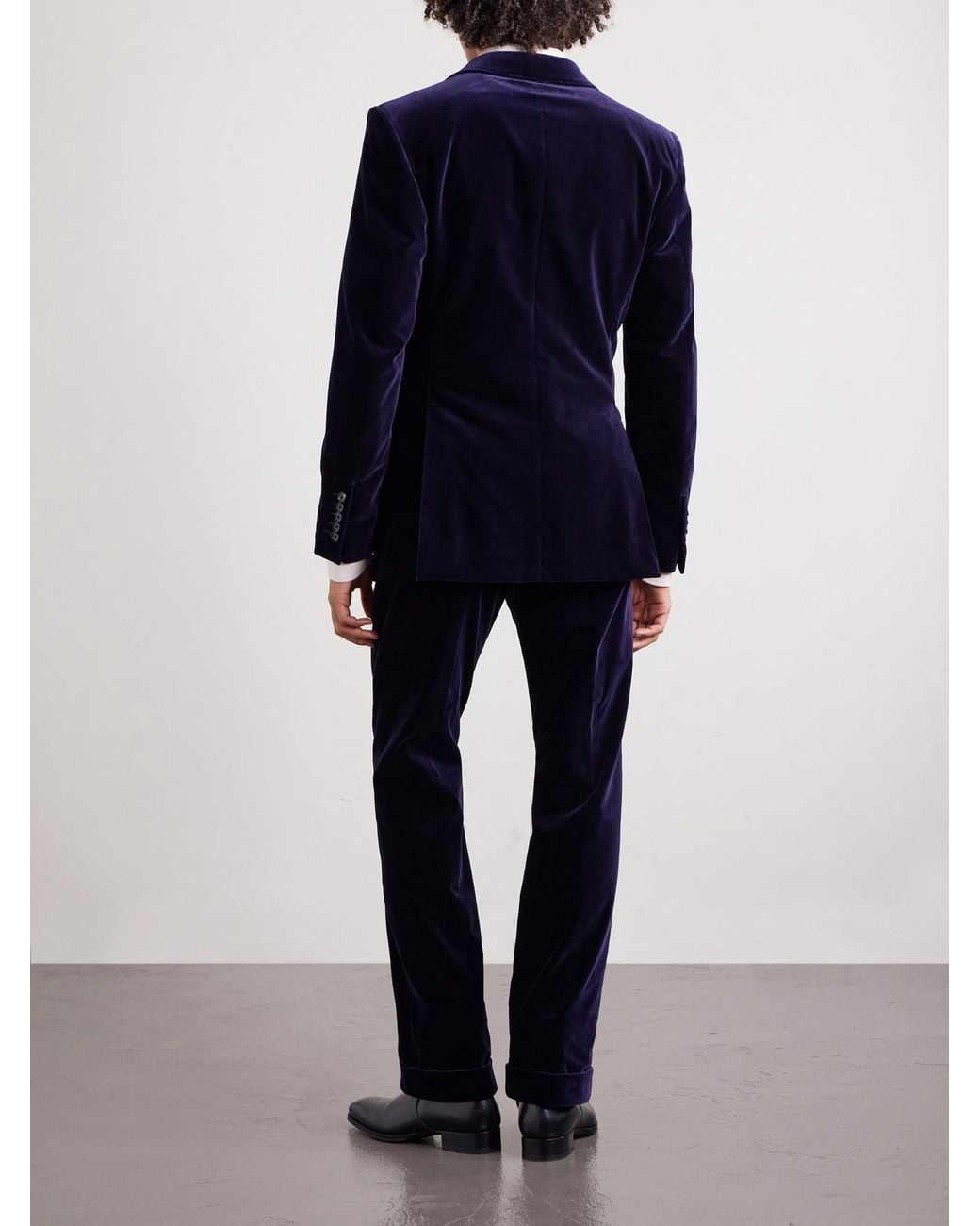 Tom Ford Blue Atticus Slim-Fit Cotton-Blend Velvet Suit Jacket for men