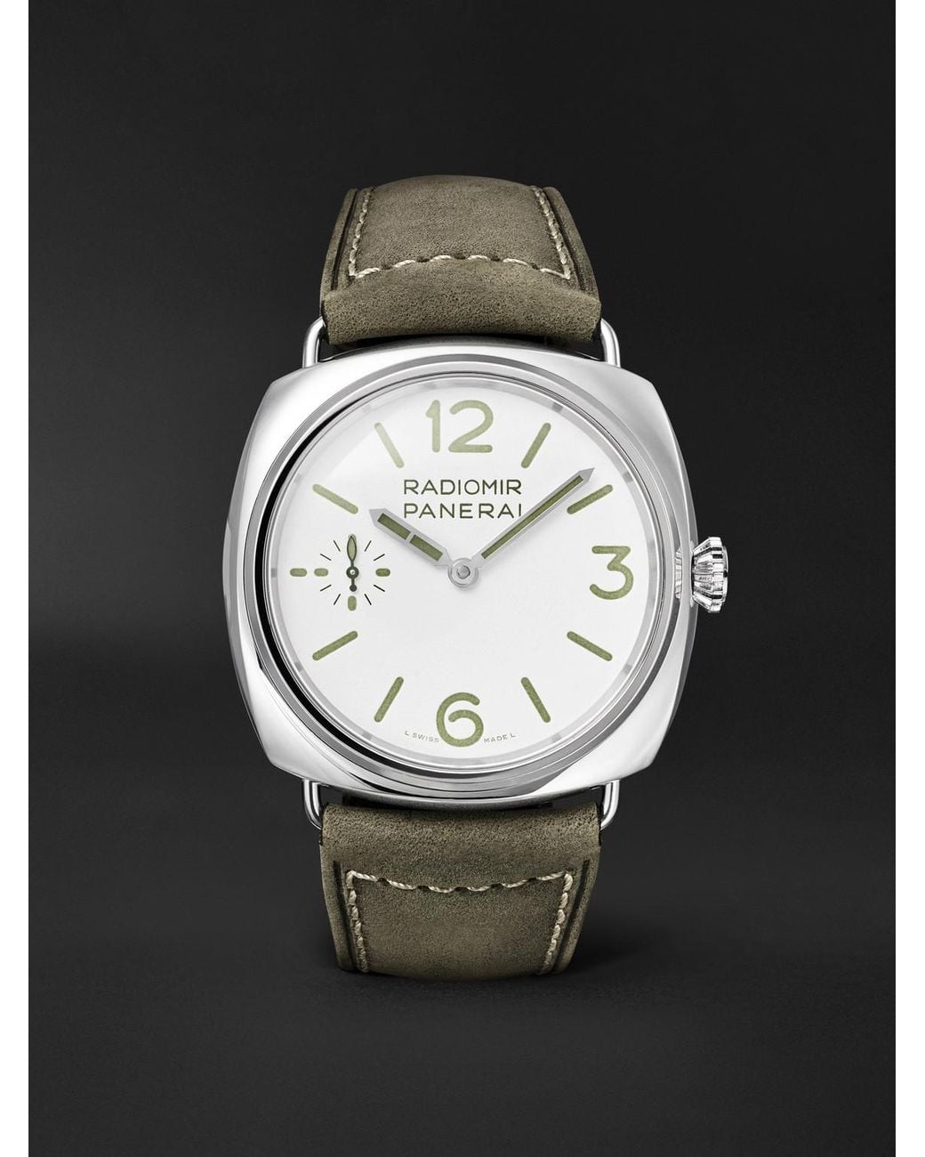 Panerai Black Radiomir Officine Automatic 45mm Stainless Steel And Suede Watch for men
