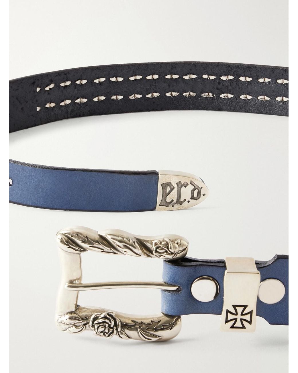 Enfants Riches Deprimes Blue 3.5Cm Studded Leather Belt for men
