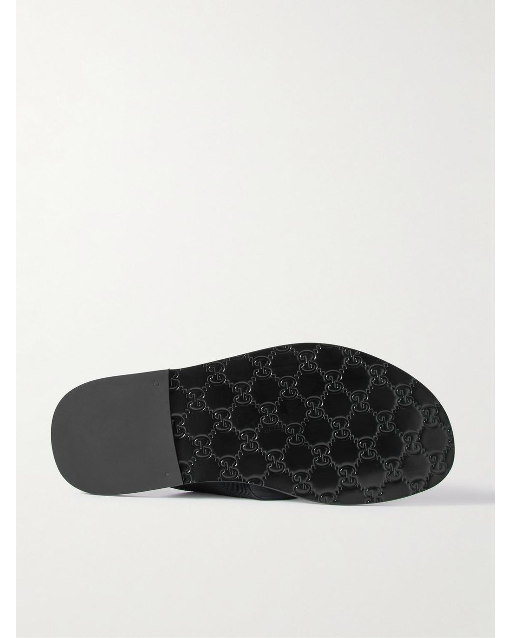 Gucci Black Riviera Logo-Embellished Leather And Elastic Flip Flops for men