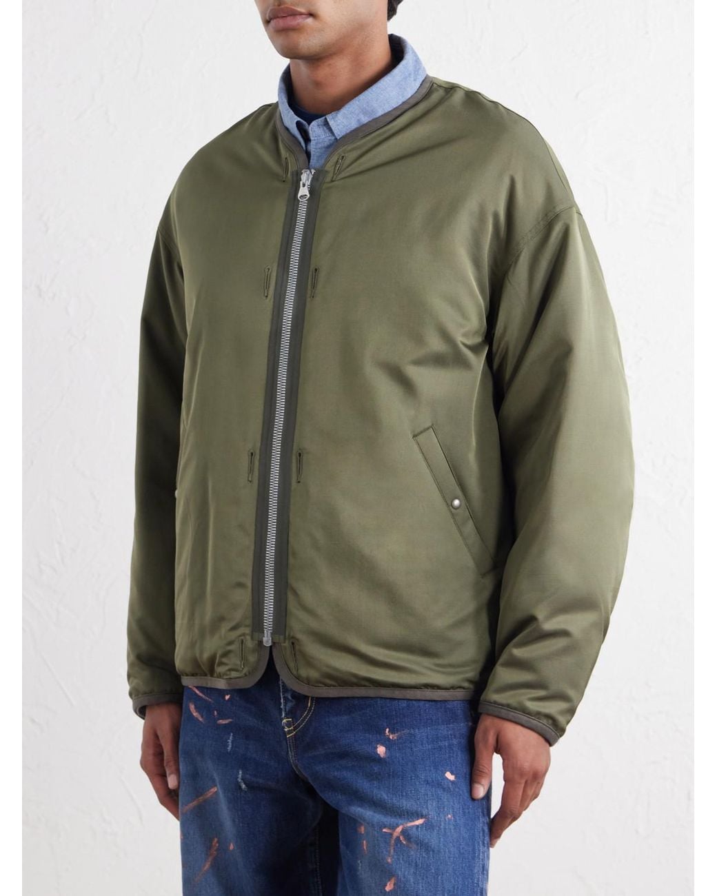 Visvim Green Wool And Silk-Blend Twill Down Liner Jacket for men