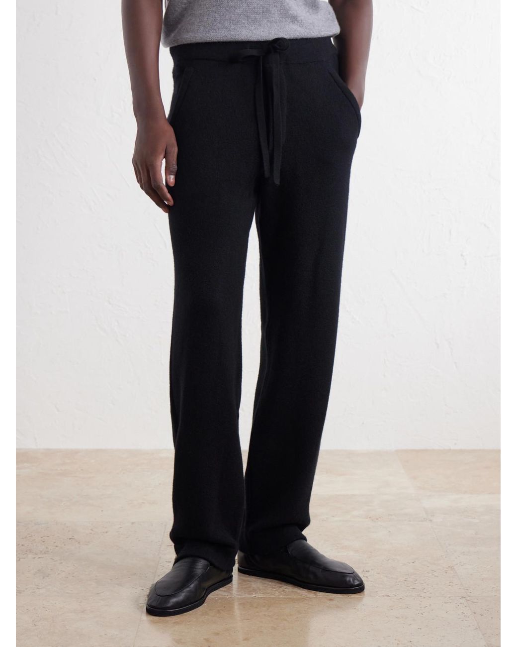 God's True Cashmere Blue Straight-Leg Cashmere Drawstring Trousers for men