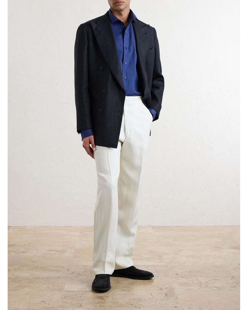 De Petrillo Blue Linen Shirt for men