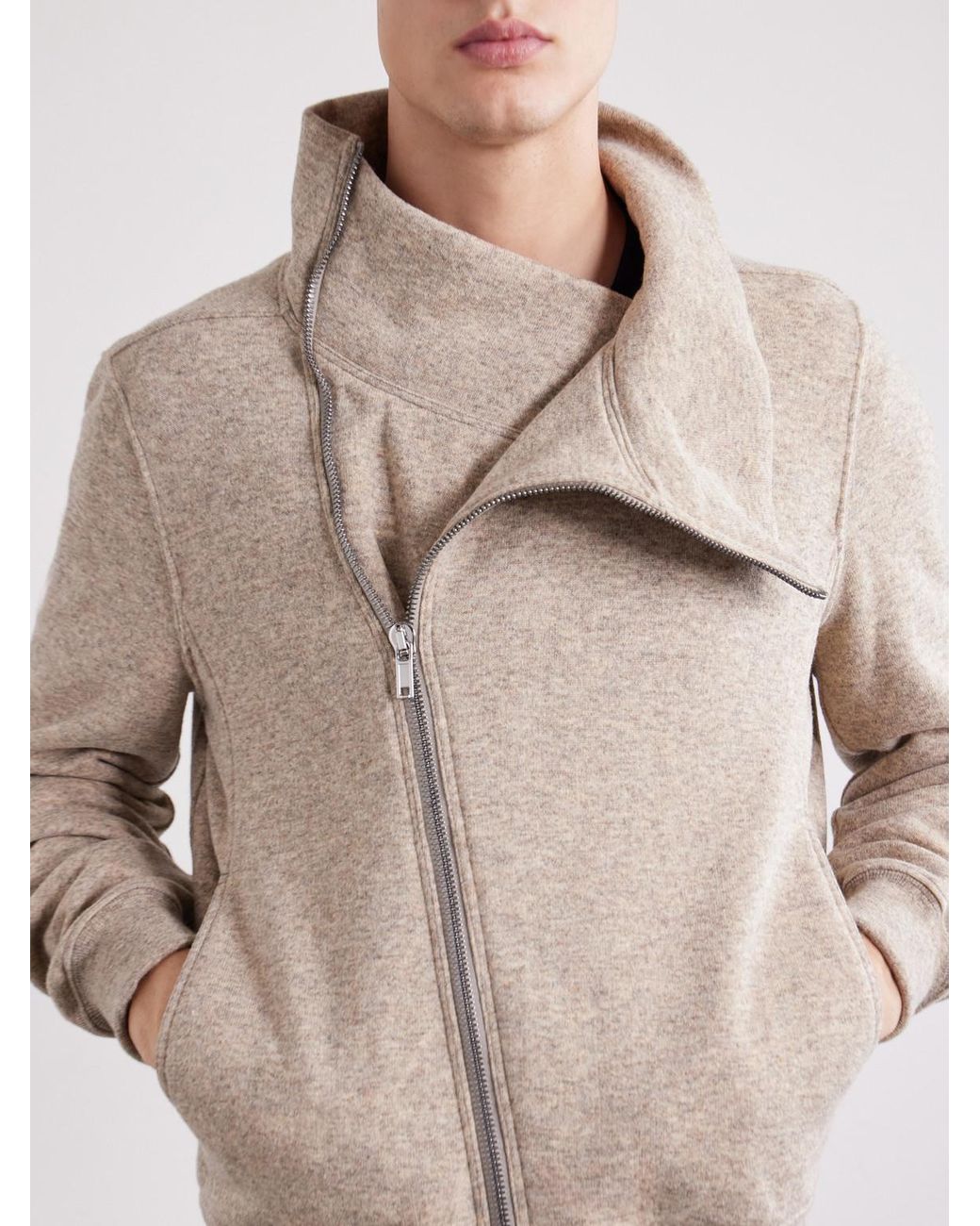 Rick Owens Natural Bauhaus Wool And Cotton-Blend Zip-Up Sweater for men