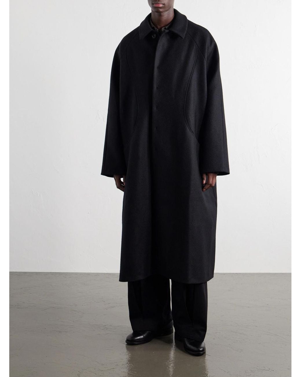 SAGE NATION Blue Takeshi Melton Wool Coat for men