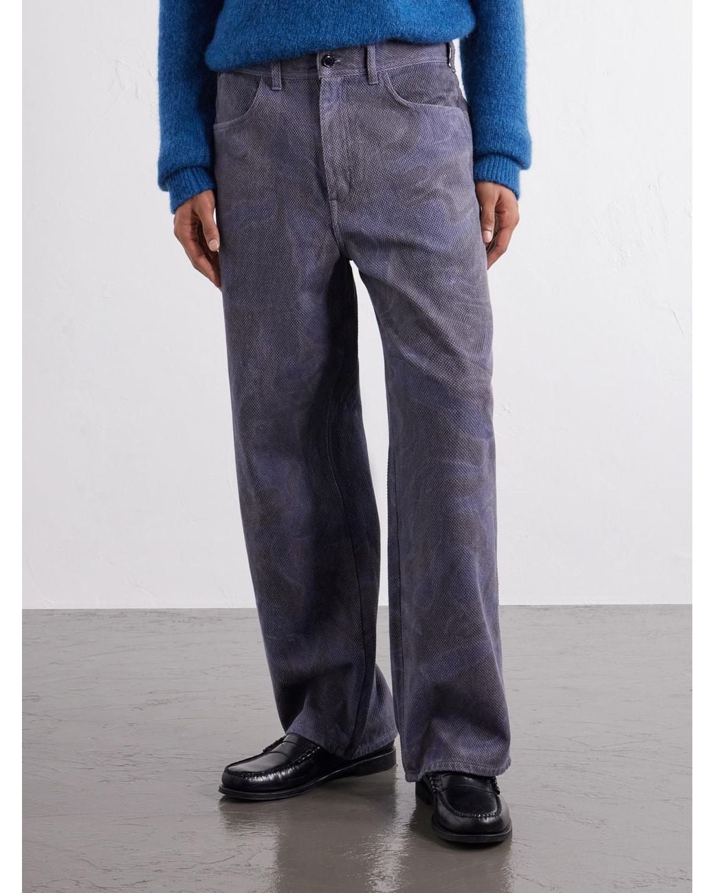 Blue Blue Japan Blue Painter Wide-Leg Sumi Nagashi Cotton-Sashiko Trousers for men