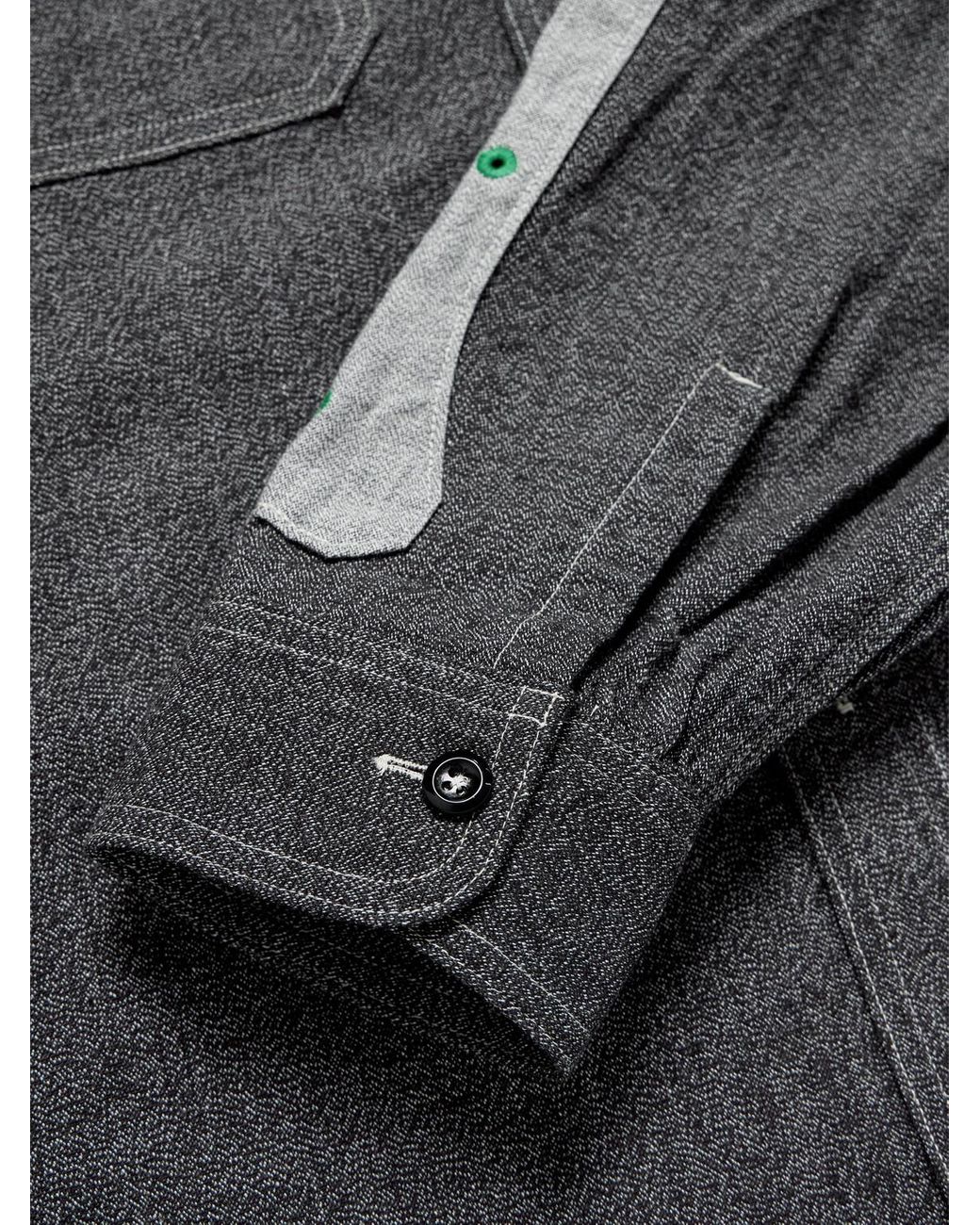 Kapital Gray Appliquéd Panelled Cotton Shirt for men