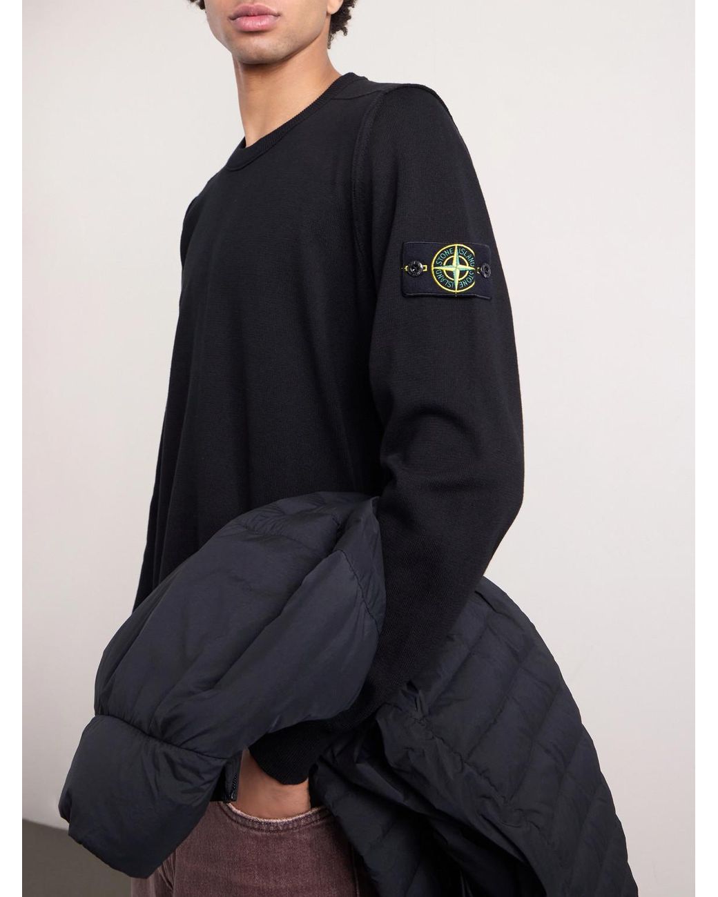 Organic Cotton Sweater di Stone Island in Blue da Uomo