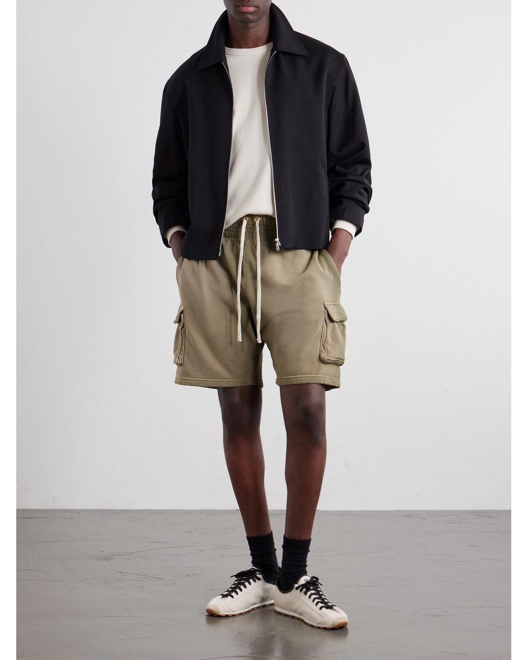 Les Tien Natural Yacht Straight-Leg Cotton-Jersey Cargo Shorts for men