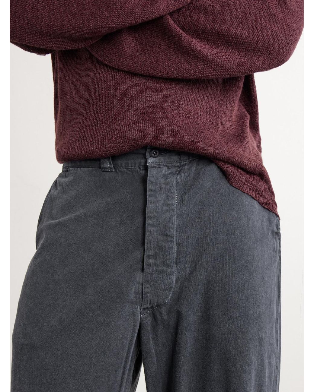Remi Relief Gray Straight-leg Cotton-twill Trousers for men