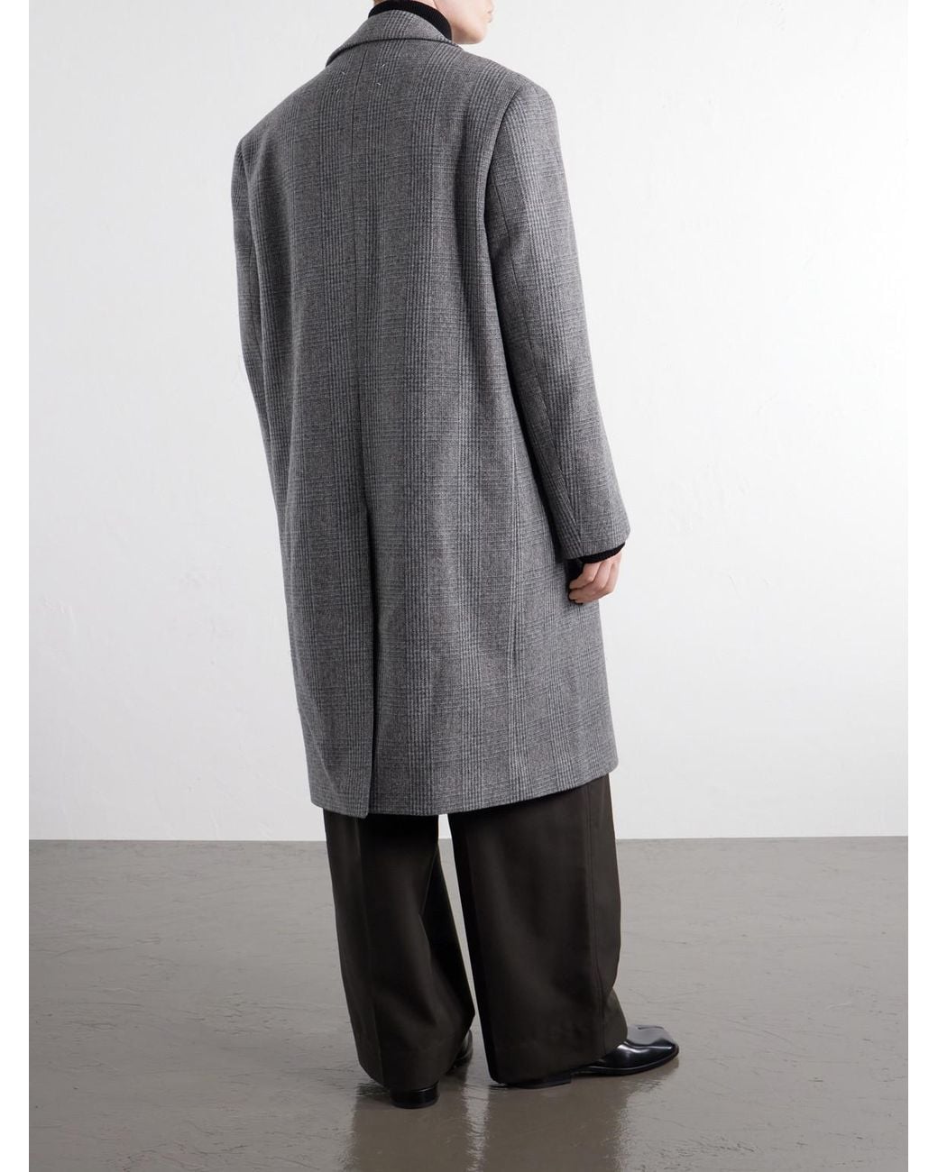 Maison Margiela Gray Double-Breasted Prince Of Wales Checked Virgin Wool Coat for men