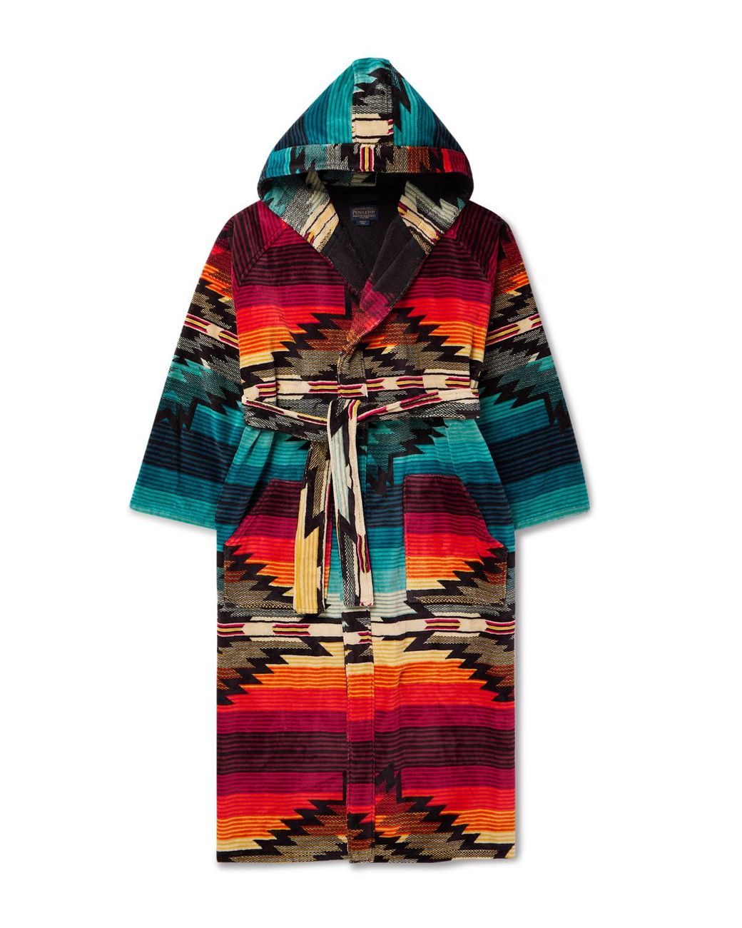 Red Cowboy Robe Pendleton Saltillo Hooded Cotton-Terry Jacquard Robe in Red for Men | Lyst