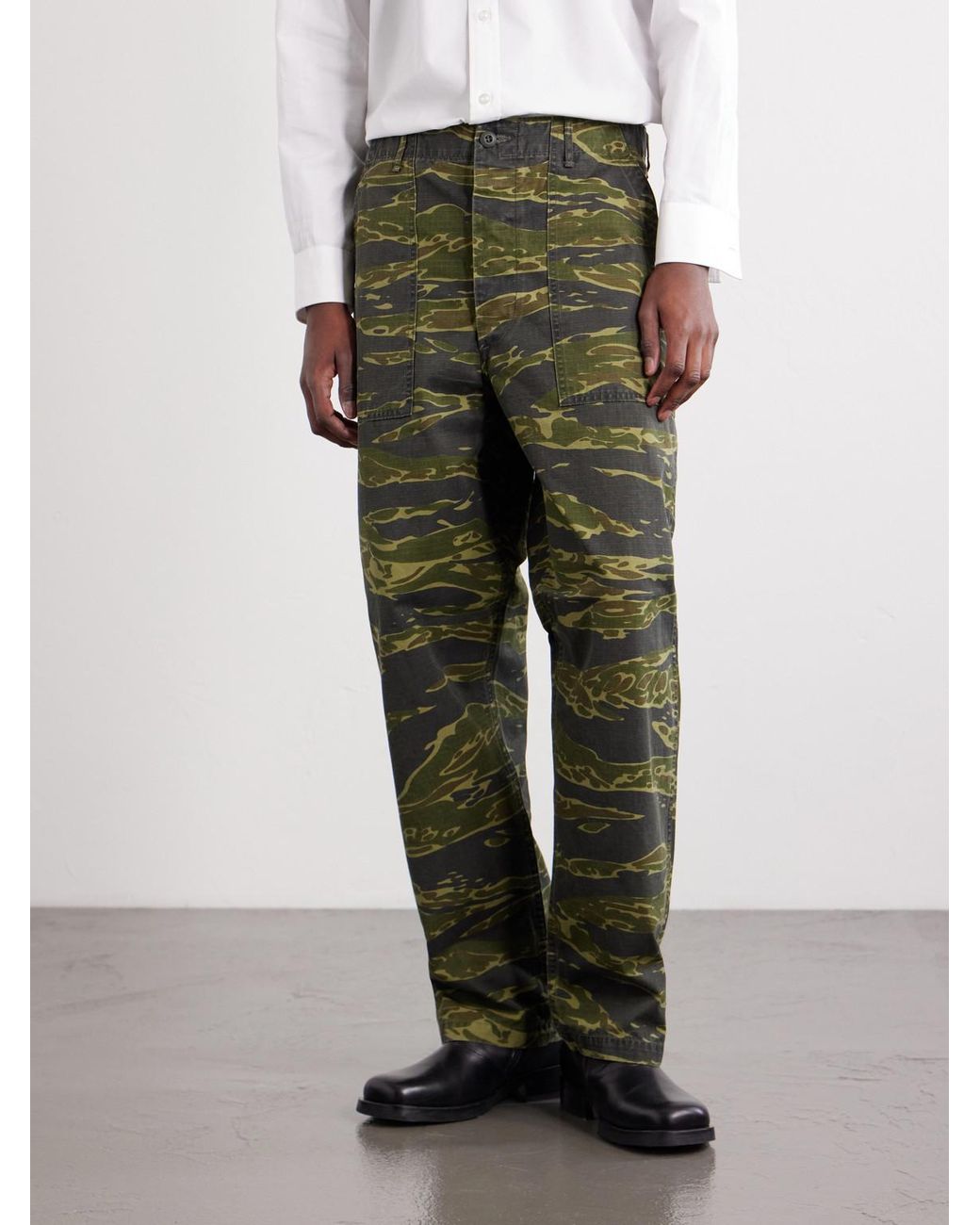 Orslow Green U.s. Army Fatigue Printed Straight-leg Rip-stop Cotton Trousers for men