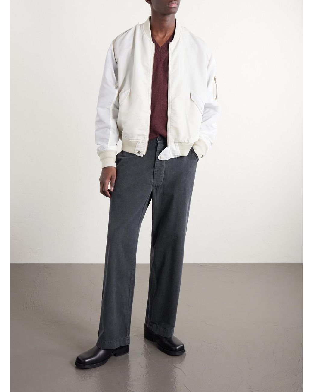 Remi Relief Gray Straight-leg Cotton-twill Trousers for men