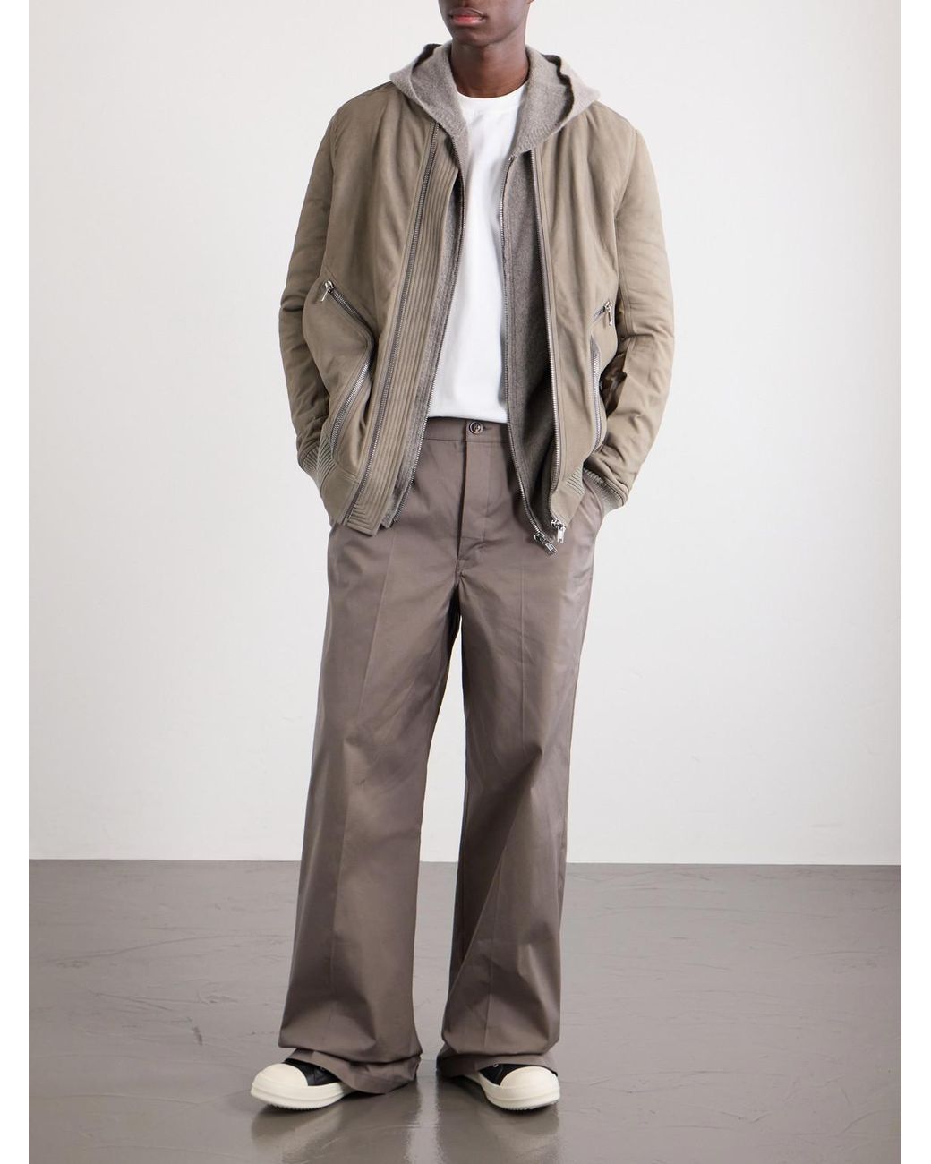 Rick Owens Gray Bauhaus Leather Zip-Up Flight Jacket for men