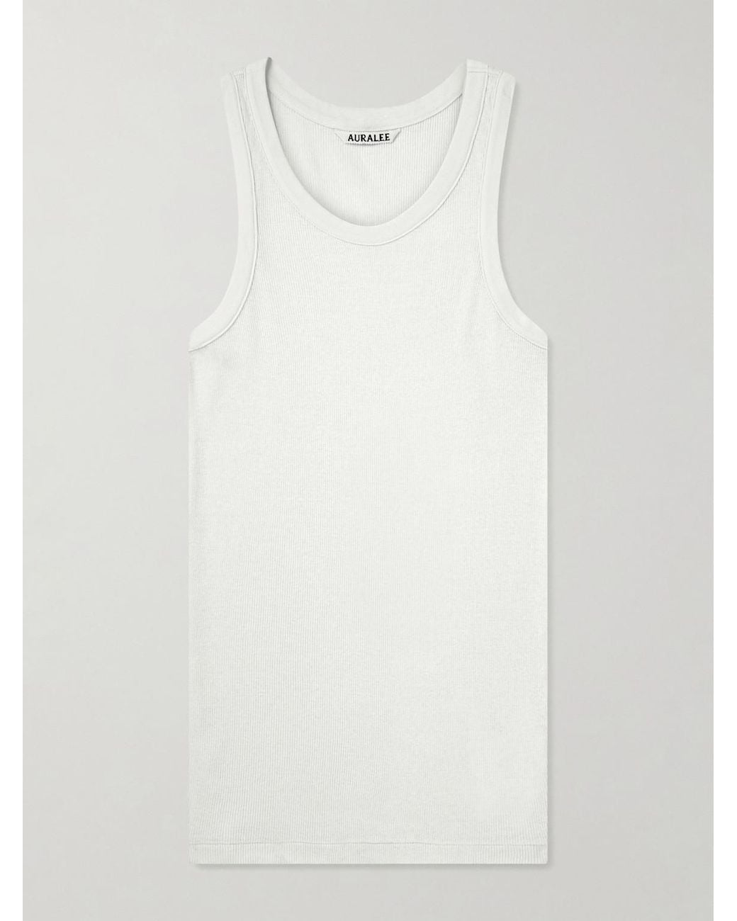 Auralee White Ribbed Organic Cotton-Jersey Tank Top for men